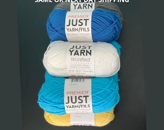 Premier Just Yarn Worsted Turquoise Yarn Yellow Yarn White Yarn Slate Yarn Blue Yarn, Crochet Yarn Knitting Yarn Plushies Yarn Amigurumi