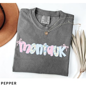 Comfort Colors Montauk Shirt Pink Gingham Preppy Montauk  Gift for Montauk Lover Gift Hamptons Lover T-shirt Montauk Sweatshirt Montauk Gift
