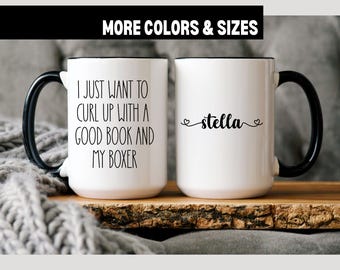 Funny Boxer Gift, Reading Cup, Custom Boxer Dog Mom Coffee Mug, Personalized Pet Mama Present