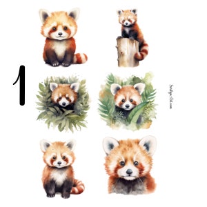 Hoja de pegatinas Pandas rojos para diarios de viñetas, planificadores, álbumes de recortes, medios mixtos y otros proyectos de arte