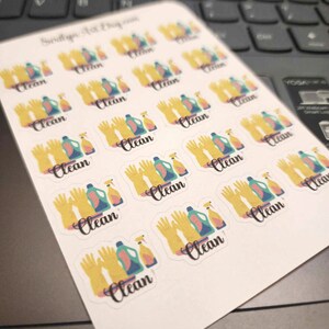 Scripts/icônes de nettoyage pour feuilles d'autocollants pour bullet journals et agendas
