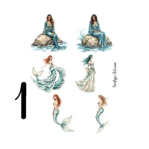 Sticker Sheet Sirenen für Bullet Journaling, Planer, Scrapbooking, Mixed Media und andere Kunstprojekte