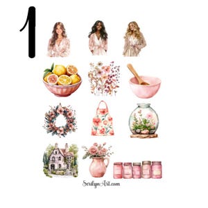 Stickervel Serene Kitchen Spring voor bullet journaling, planners, scrapbooking, mixed media en andere kunstprojecten