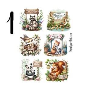 Foglio di adesivi ad acquerello per la festa della mamma, per bullet journal, planner, scrapbooking, tecniche miste e altri progetti artistici.