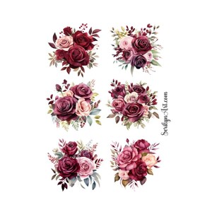 Feuille d'autocollants roses bordeaux pour bullet journal, agendas, scrapbooking, techniques mixtes et autres projets artistiques