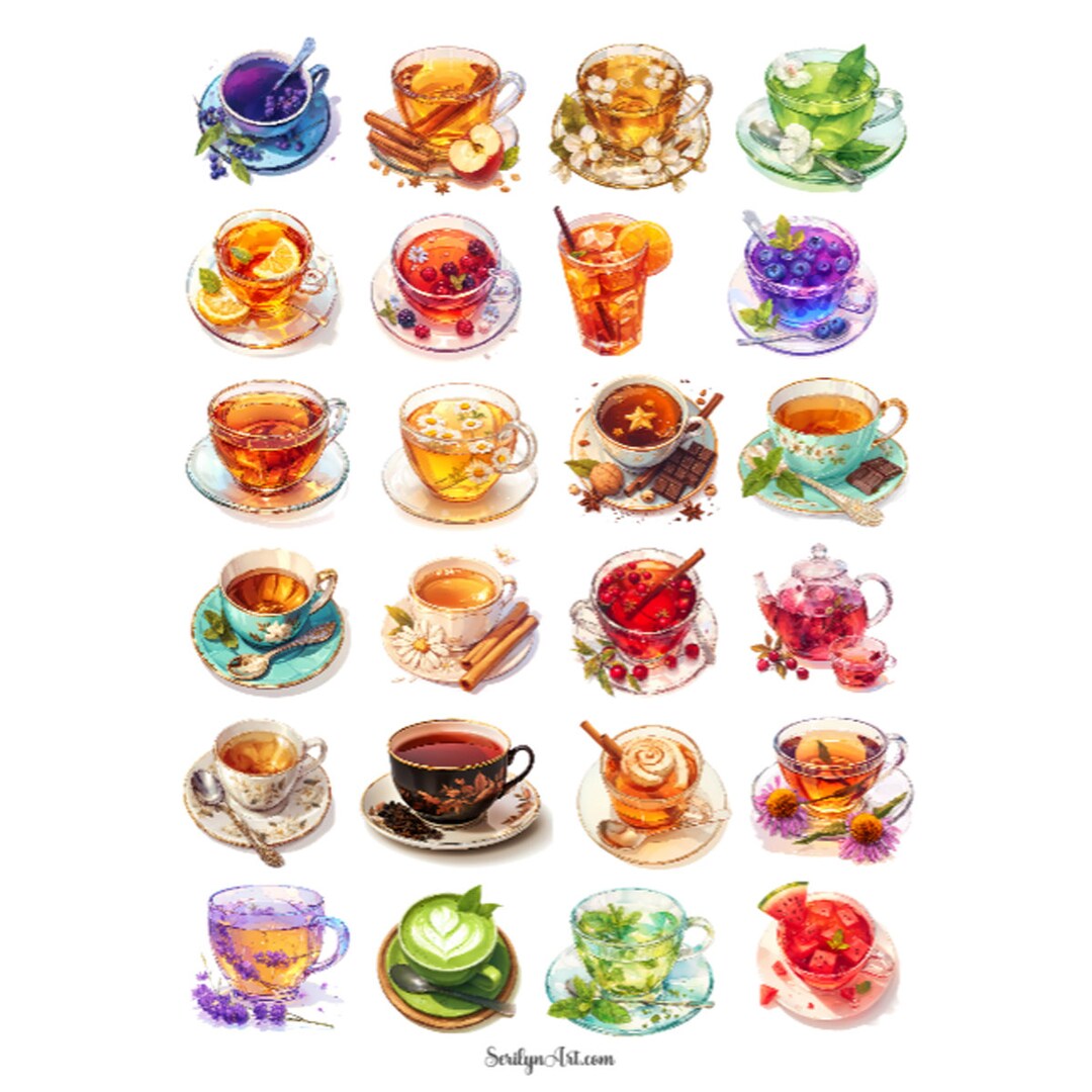Making Tea Sticker Sticker Sheet Tea Themed for Bullet Journal, Scrapbooking, Planners ...