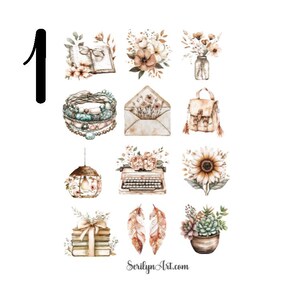 Stickervel Boho Summer voor bullet journaling, planners, scrapbooking, mixed media en andere kunstprojecten