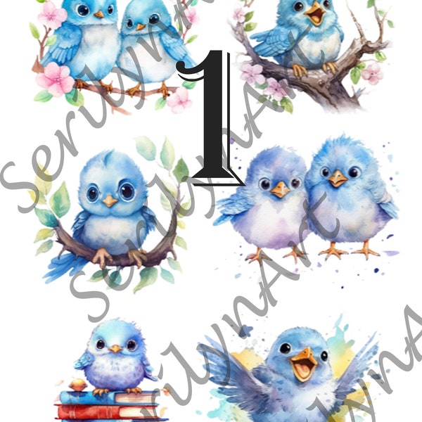 Sticker Sheet Bluebird Themed for bullet journaling, planners, scrapbooking, mixed media, and other art projects
