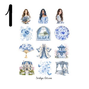 Stickervel elegante chinoiserie voor bullet journaling, planners, scrapbooking, mixed media en andere kunstprojecten