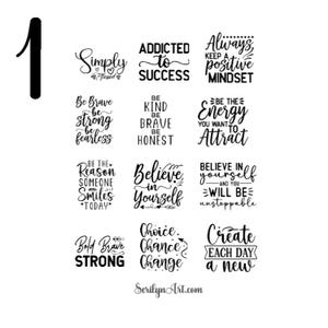 Foglio di adesivi con citazioni motivazionali per bullet journal, planner, scrapbooking, tecniche miste e altri progetti artistici