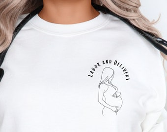 arbeid en bevalling sweatshirt verpleegster sweatshirt met ronde hals verpleegstersjas Unisex Heavy Blend™ babyverpleegkundige trui arbeid en bevalling ronde hals
