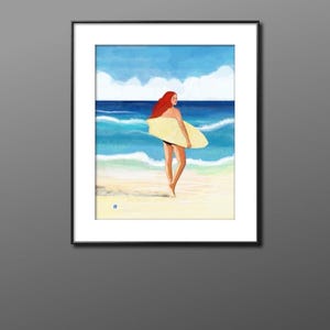Surf sister, beach art print, surfing woman, art print from original artwork, surf and coastal inspired gift by LiliWestArtWorld