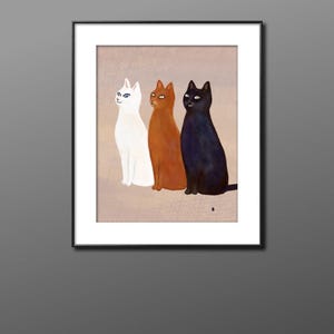 Trío de gatos, amigos felinos, impresión artística de una pintura original de LiliWestArtWorld