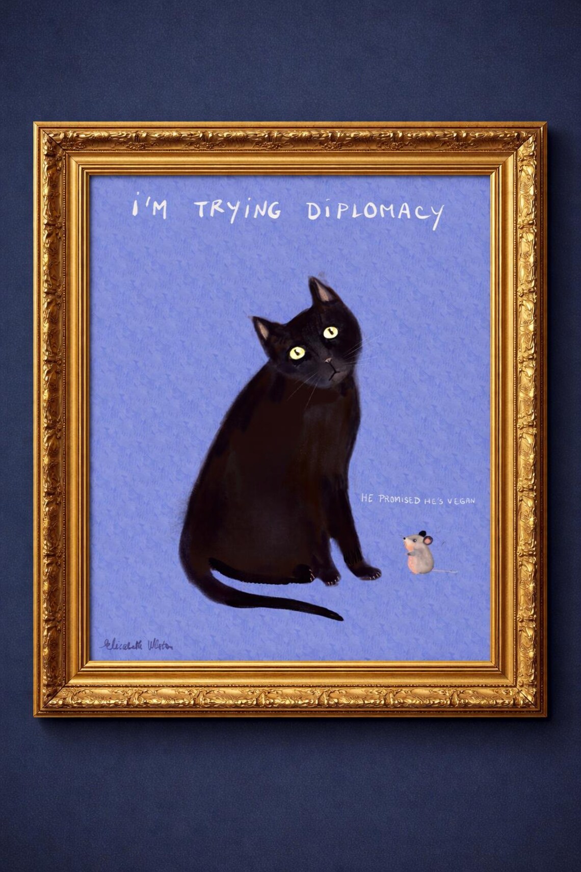 Funny Black Cat Art Print - Sarcastic Quote Illustration - Cat Lover ...