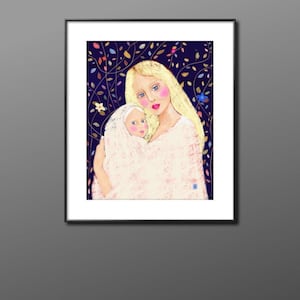 母、母と子の絵画プリント、オリジナルアートの母性絵画、お母さんへの贈り物、LiliWestArtWorld によるオリジナルアートワークからのアートプリント