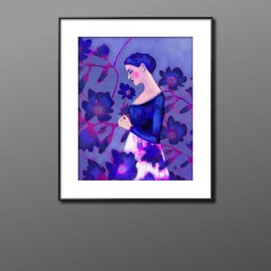 Mademoiselle, unique art, art print from original painting, romantic style, artwork by LiliWestArtWorld