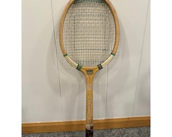 Vintage servies houten tennisracket wetenschappelijk gemaakt antiek houten decor