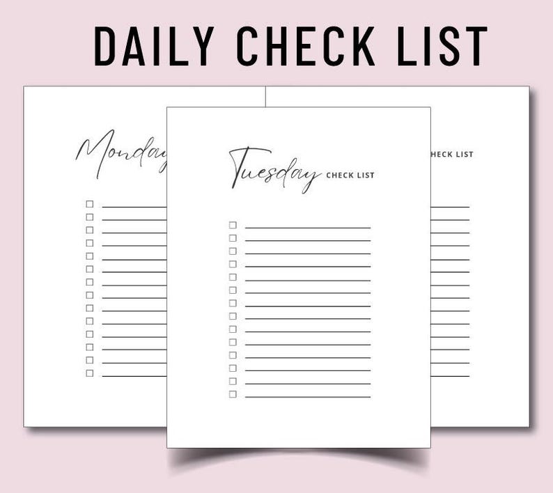 Daily Check List- Digital Download - Etsy