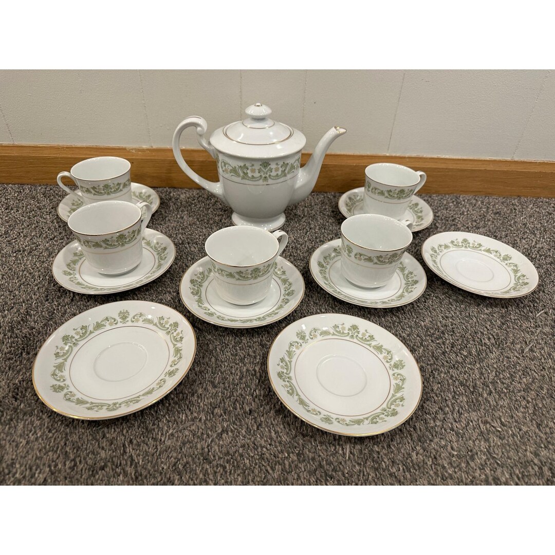Style House Contessa Green Fine China Tea Set, Crafted in Japan - Etsy