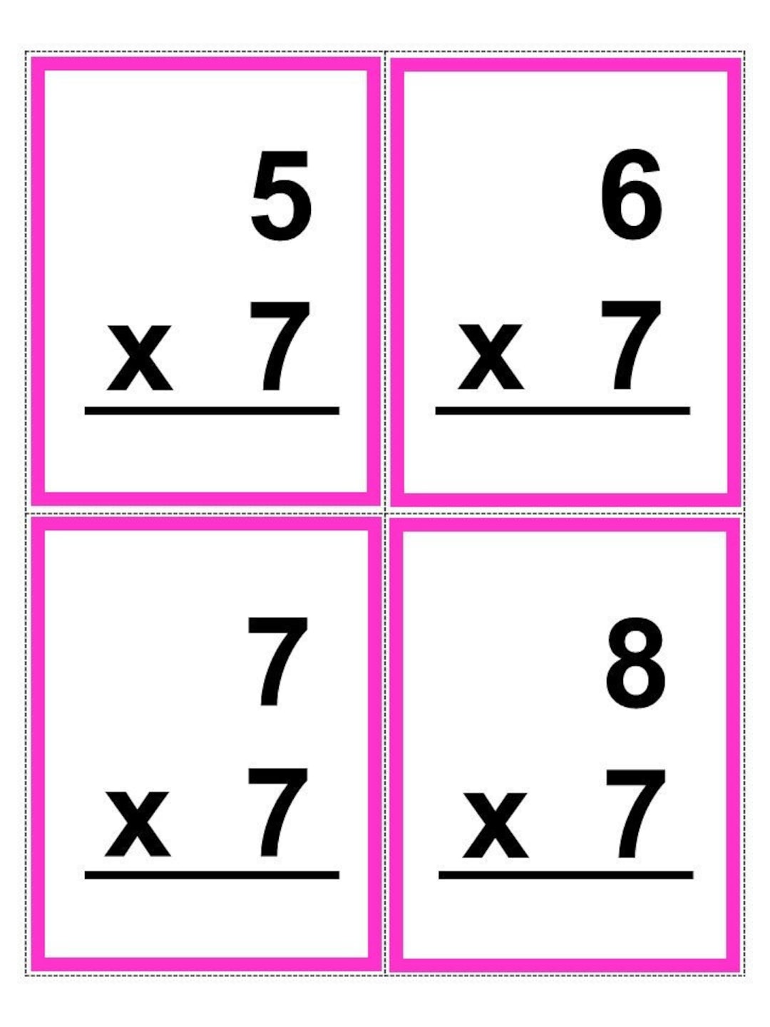 Multiplication Flash Cards Printable 3rd Grade 4th 5th and 6th 156