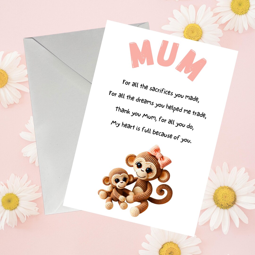 Mothers Day Card / Card for Mum / Happy Mothers Day Card / Cute Mothers ...