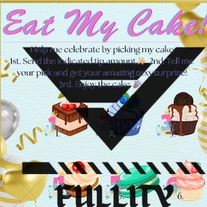 Gioco di compleanno su OnlyFans "Mangia la mia torta" - Menu interattivo delle mance per OF, Fanvue, Fansly, Snap...