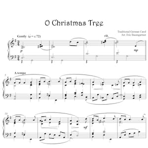 O Tannenbaum, Notenblatt arrangiert für Klavier Solo, O Tannenbaum, Jazzy Version, Traditionelles Deutsches Weihnachtslied, PDF Noten Download