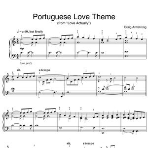 Partitura para piano con el tema de amor portugués: Love Actually (PDF digital)