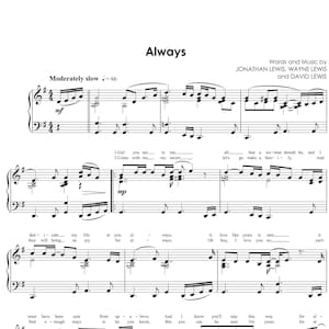 Always by Atlantic Starr, Sheet Music arranged for Piano Solo including Lyrics, Digital PDF Music Sheets, Printable Instant Download