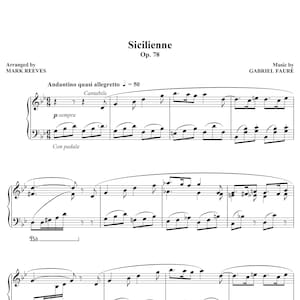 Sicilienne by Fauré: Intermediate Piano Solo Sheet Music (Digital Download)