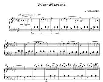 Valzer d'Inverno Spartito per pianoforte di Andrea Vanzo (PDF stampabile)