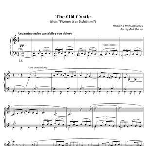 The Old Castle by Mussorgsky, Sheet Music for Piano Solo, Intermediate Level, Instant Printable PDF Sheet Music Download, Piano Music Sheets