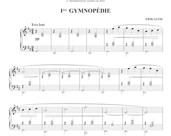 Gymnopédie No. 1 by Erik Satie Sheet Music for Piano Solo, Intermediate Level, Instant Printable PDF Sheet Music Download