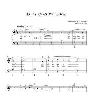John Lennon - Happy Xmas (War Is Over) Enkel piano noter (digital nedladdning)