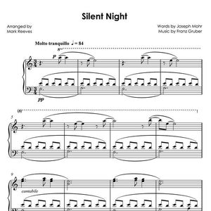 Silent Night - Atmospheric Piano Solo Christmas Sheet Music Arrangement, Printable PDF Instant Download, Early Intermediate Level