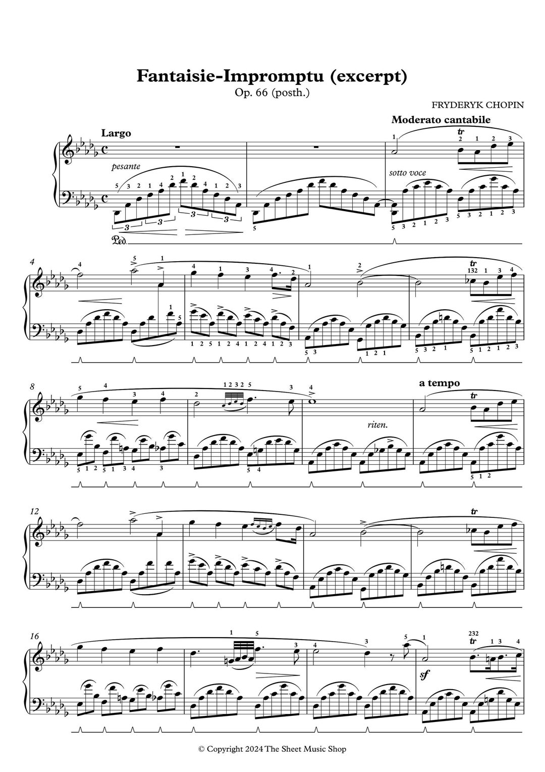 Chopin Fantaisie-impromptu Excerpt: Piano Sheet Music (digital