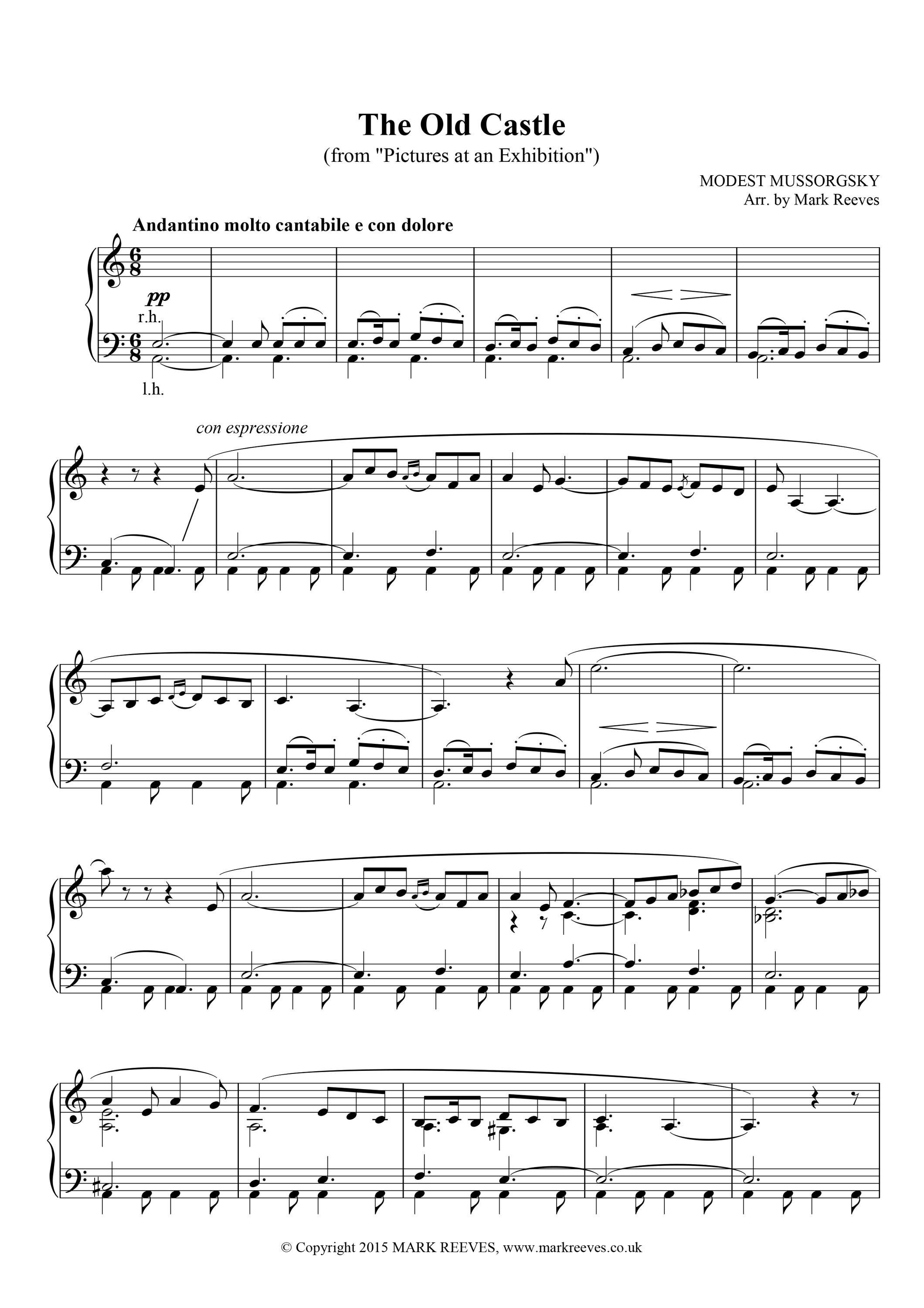 The Old Castle (from Pictures at an Exhibition) Piano Sheet Music