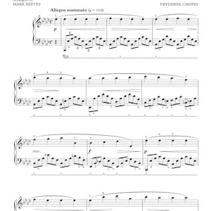 May include: Sheet music for the piano piece "Étude Op. 25 No. 1" by Fryderyk Chopin. The music is written in standard notation and includes the tempo marking "Allegro sostenuto (= 104)".