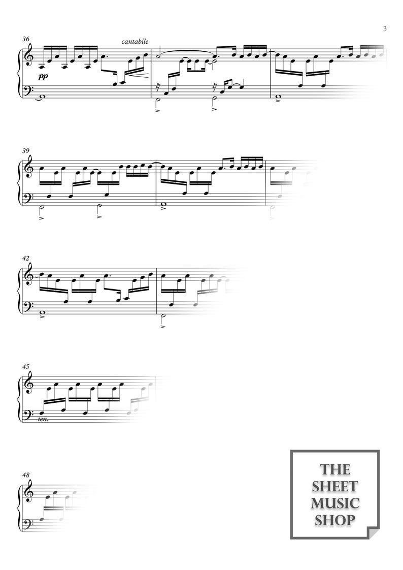 Page three of Una Mattina by Ludovico Einaudi, Sheet Music for Piano, Intermediate Level, Instant Printable PDF Sheet Music Download, Piano Music Sheets