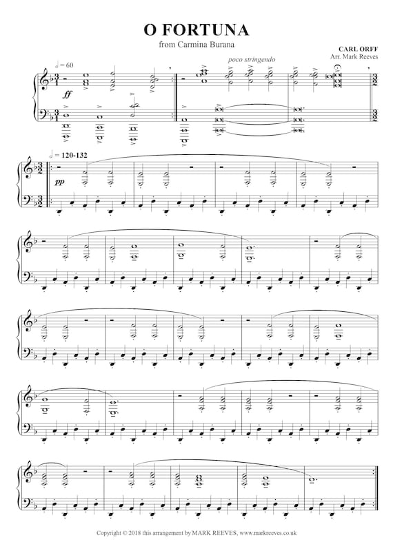 カール・オルフ - O Fortuna ピアノ楽譜: Carmina Burana (デジタル
