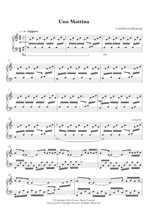 Una Mattina Piano Sheet Music by Ludovico Einaudi (PDF Download)