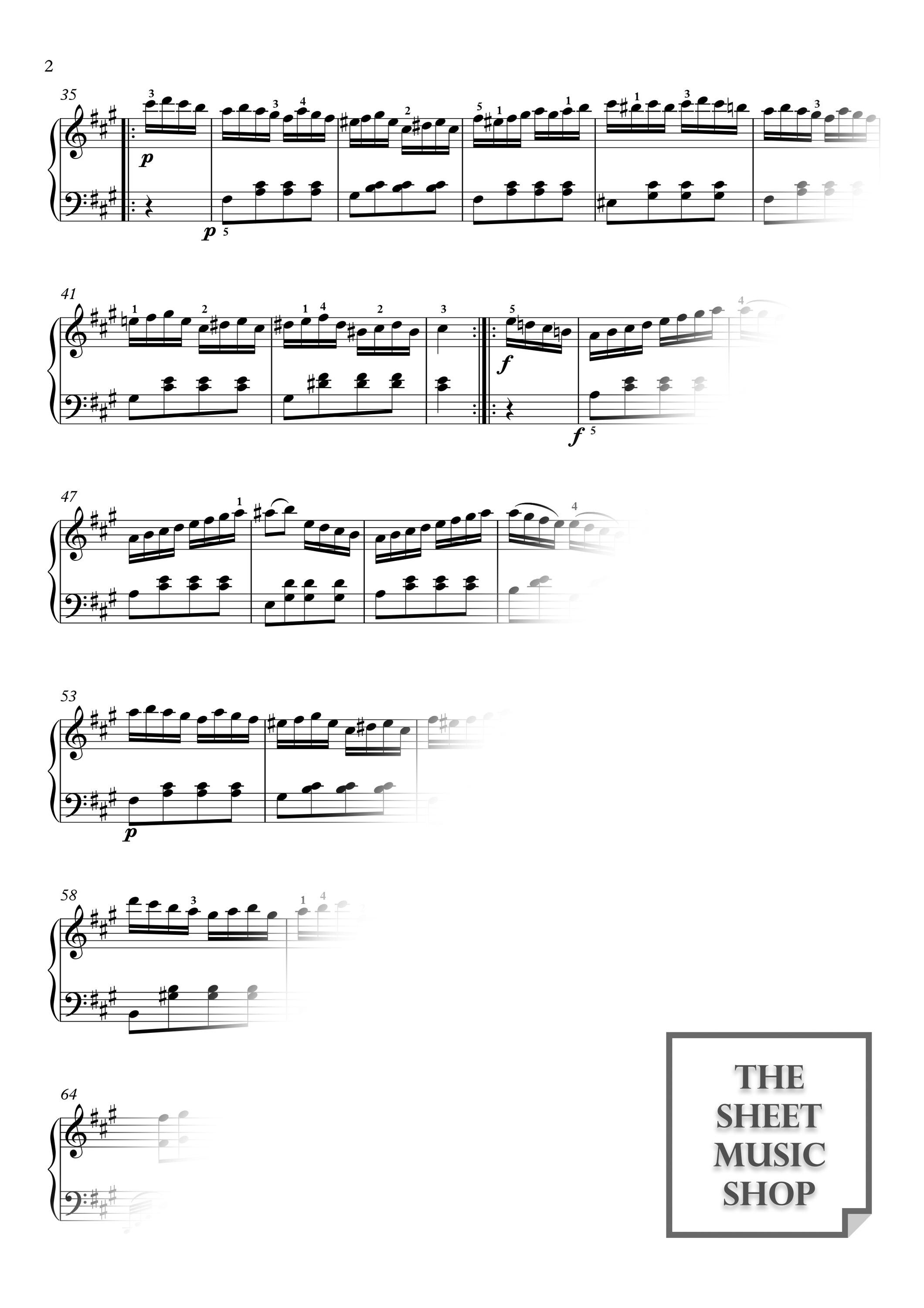 モーツァルト：トルコ行進曲 ピアノソナタ第11番 楽譜（デジタル