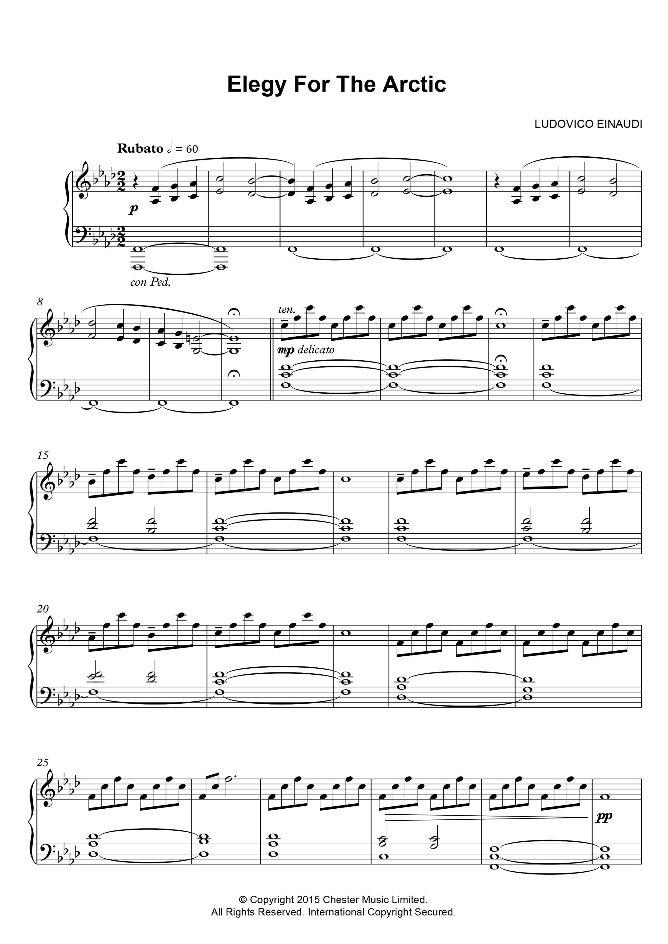 Elegy for the Arctic Piano Sheet Music: Ludovico Einaudi