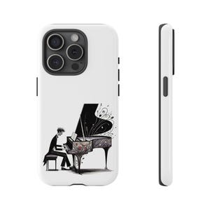 Concert Pianist Silhouette Tough Phone Case: Music Lover Gift