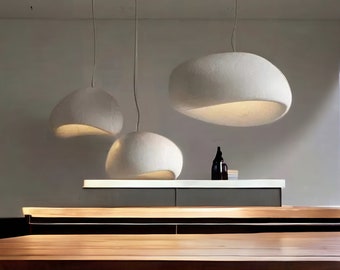 Moderne Kronleuchter im japanischen Stil, Wabi Sabi Cieling Lampe, Wohnzimmer Lampe, hängende Anhänger Beleuchtung Warmes Licht, Minimalist Nordic