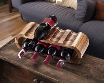 Wooden Wine Rack, Rustic Bottle Holder, Rustic Italian Style Wine Decor, Minimalist