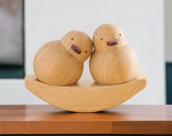 Cute Wooden Duck Couple Ornament, Handcarved Duck, Anniversary, Mother's Day, Relationship, Sping, Easter