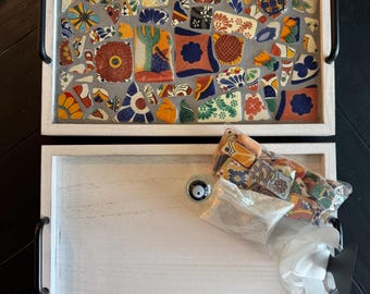 DIY Mosaic Talavera Tray Kit with video instructions
