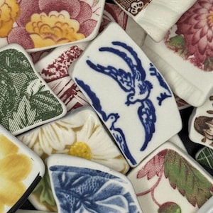 Vintage Antique Tumbled Pottery Pieces: Mixed China Shards for Mosaics (25 pc)