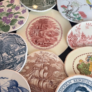 Vintage Pottery Broken Plates: Hand-Cut Mosaic Tiles, extra large Centerpiece Scenes